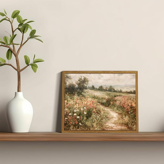 Framed Canvas Wall Art Landscape Print Wild flowers-1