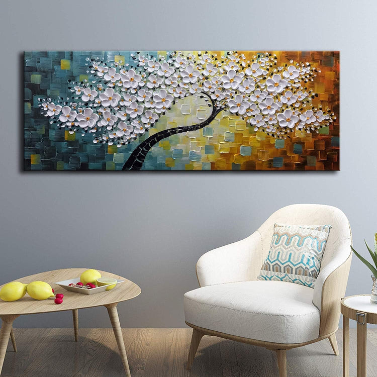 Hand Painted Oil Canvas Painting 24x60 Framed Wall Art-4