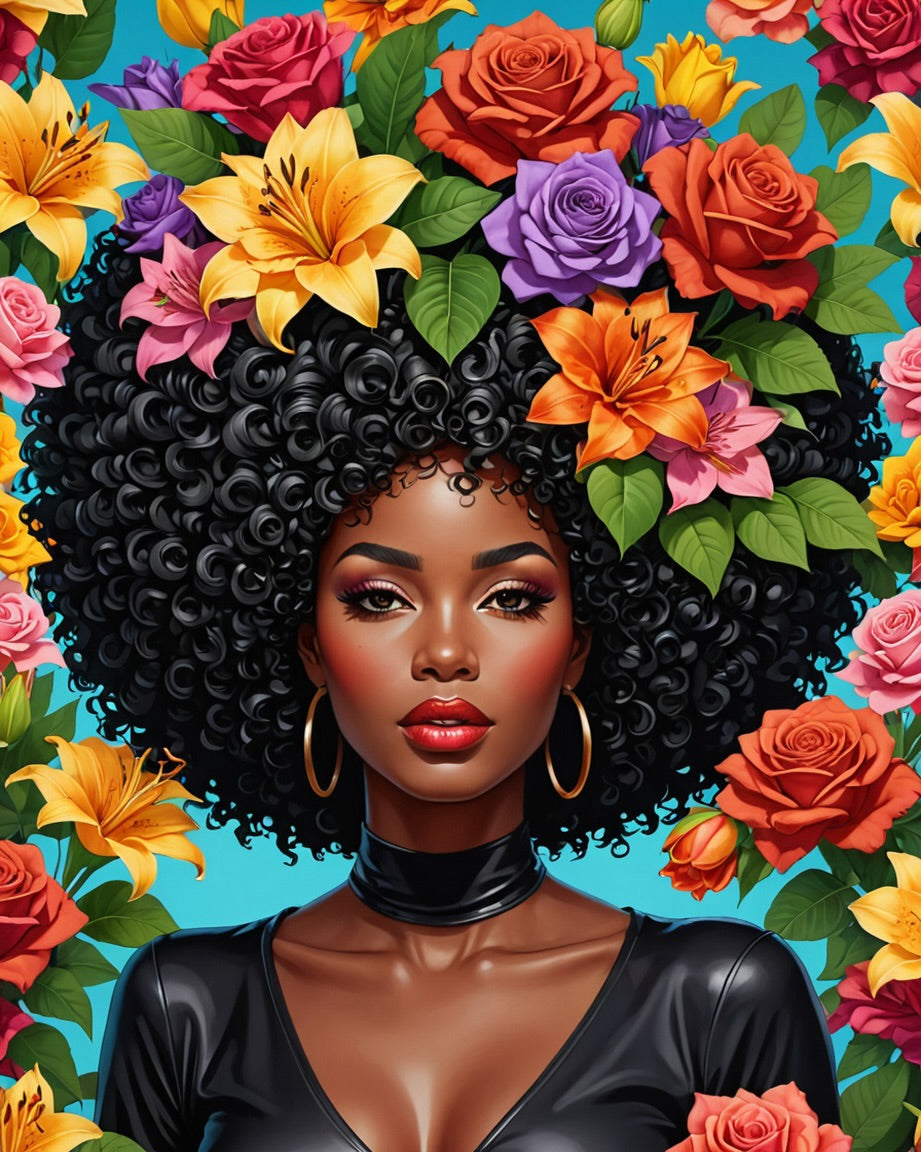 African American Black woman paint by number art kits