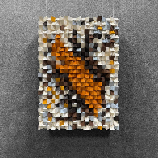 Orange White Mosaic Wall Art Dimensions 27.6x39.4in-1