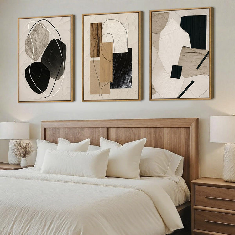 Framed Abstract Canvas Wall Art 36x24 Neutral Palette-2