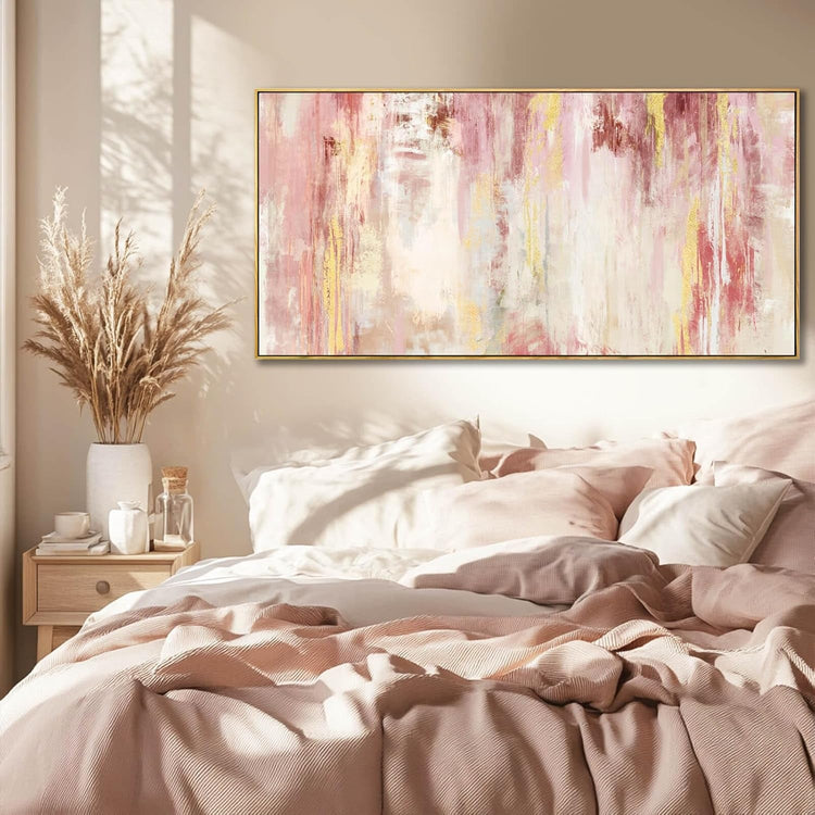 Pink Abstract Canvas Modern Wall Art 20x40 Inches Framed-2