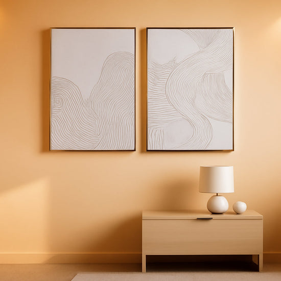 Framed Neutral Abstract Canvas Wall Art 28X40 Inches-0
