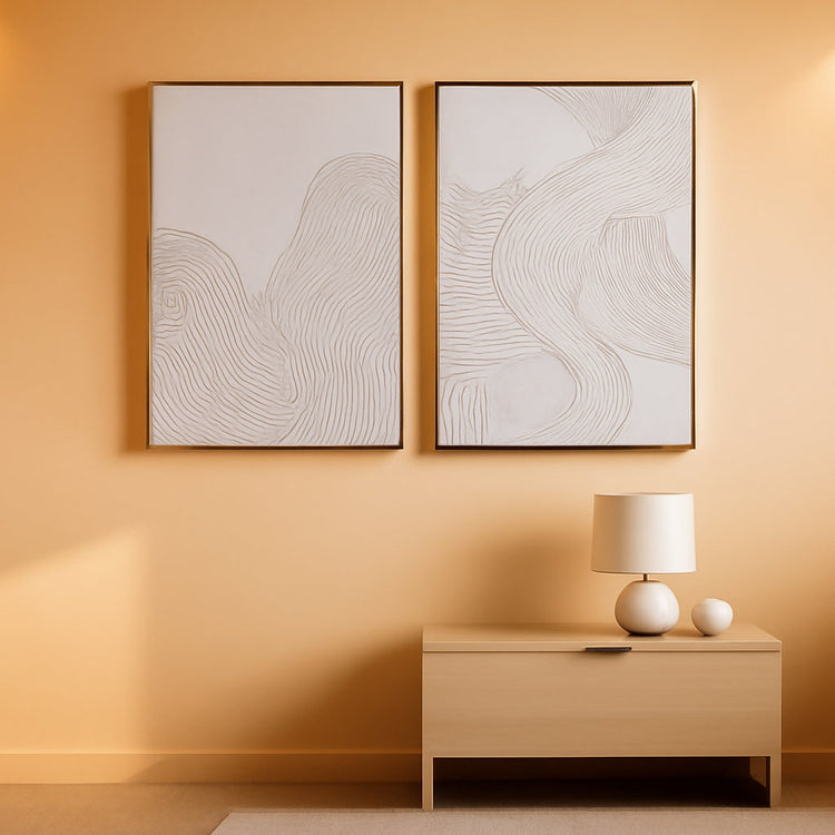 Framed Neutral Abstract Canvas Wall Art 28X40 Inches-0