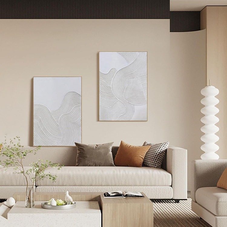 Framed Neutral Abstract Canvas Wall Art 28X40 Inches-2