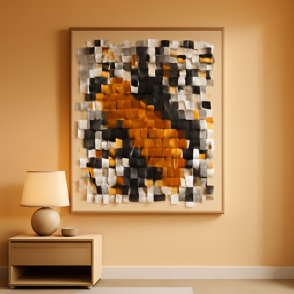 Orange White Mosaic Wall Art Dimensions 27.6x39.4in-0