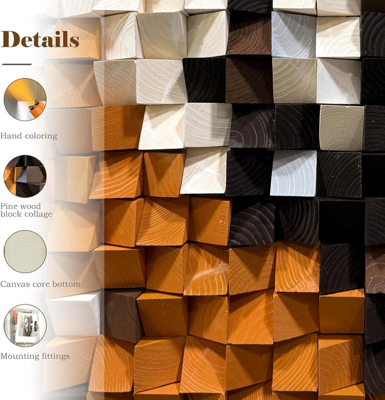 Orange White Mosaic Wall Art Dimensions 27.6x39.4in-3