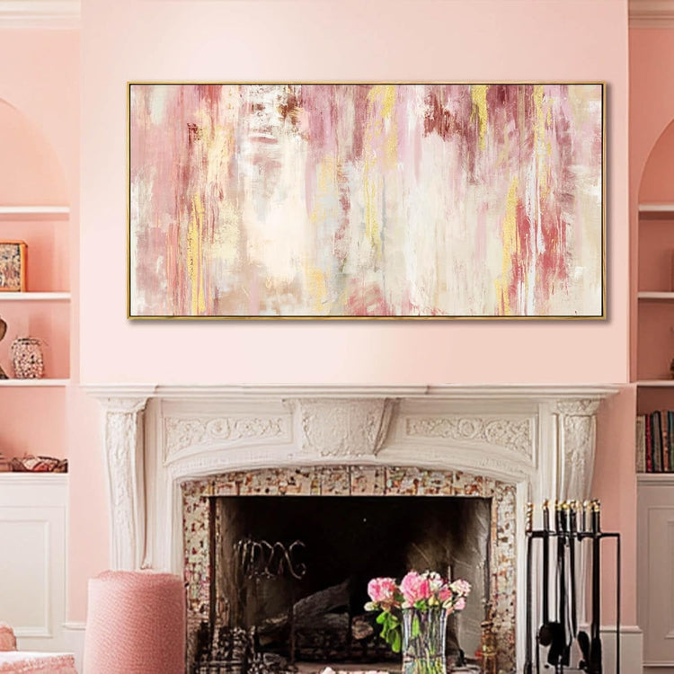 Pink Abstract Canvas Modern Wall Art 20x40 Inches Framed-4