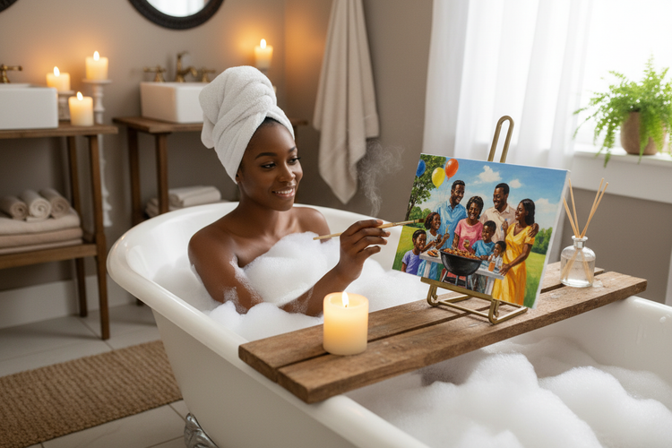 Bath Bubbles Painting Scene