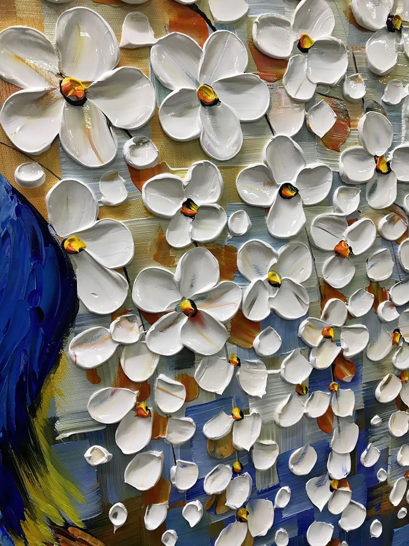 Oil Painting 24x48 Inch Peacock Feathered Canvas Framed-3