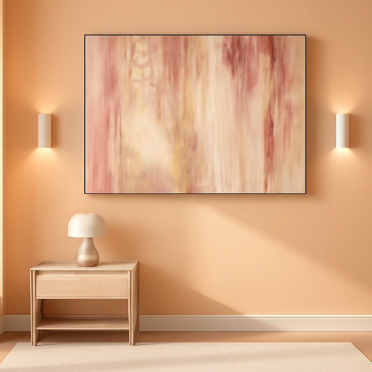Pink Abstract Canvas Modern Wall Art 20x40 Inches Framed-0