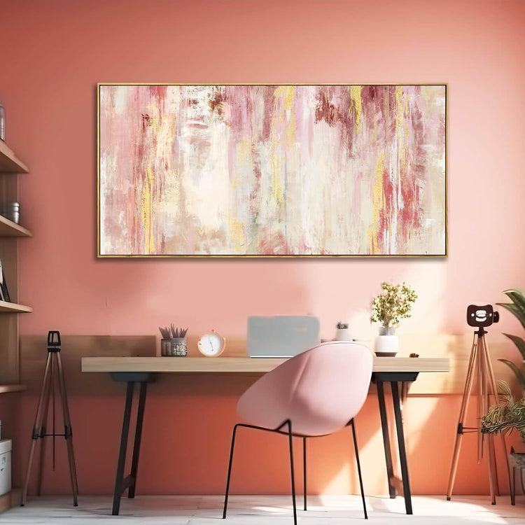 Pink Abstract Canvas Modern Wall Art 20x40 Inches Framed-3