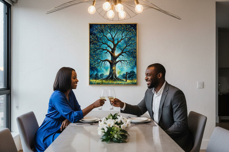 Enchanted - couple cheers dining room